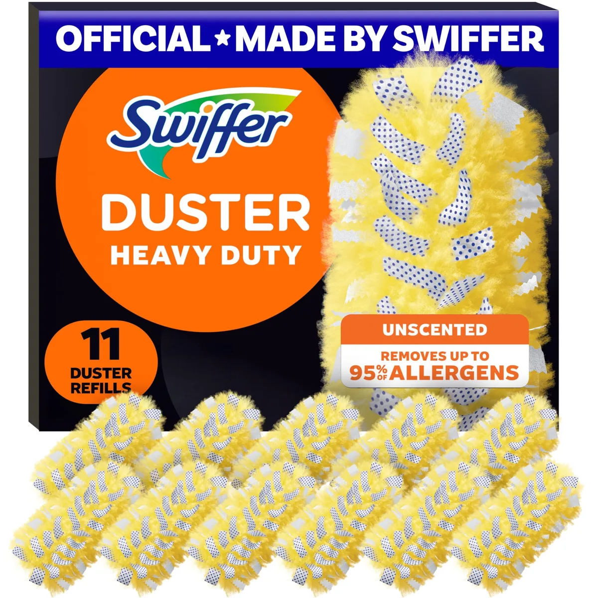 White rectangular box of 11 heavy-duty duster refills