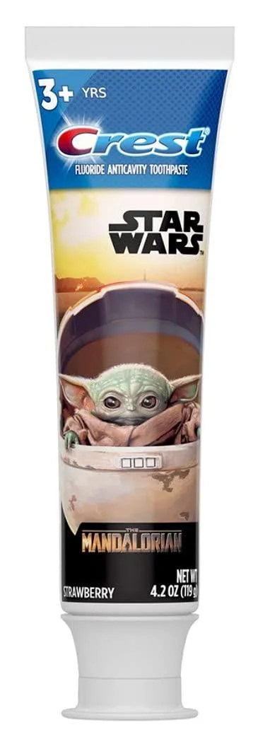 Three rectangular Star Wars toothpaste tubes in strawberry gel 4.2 oz each