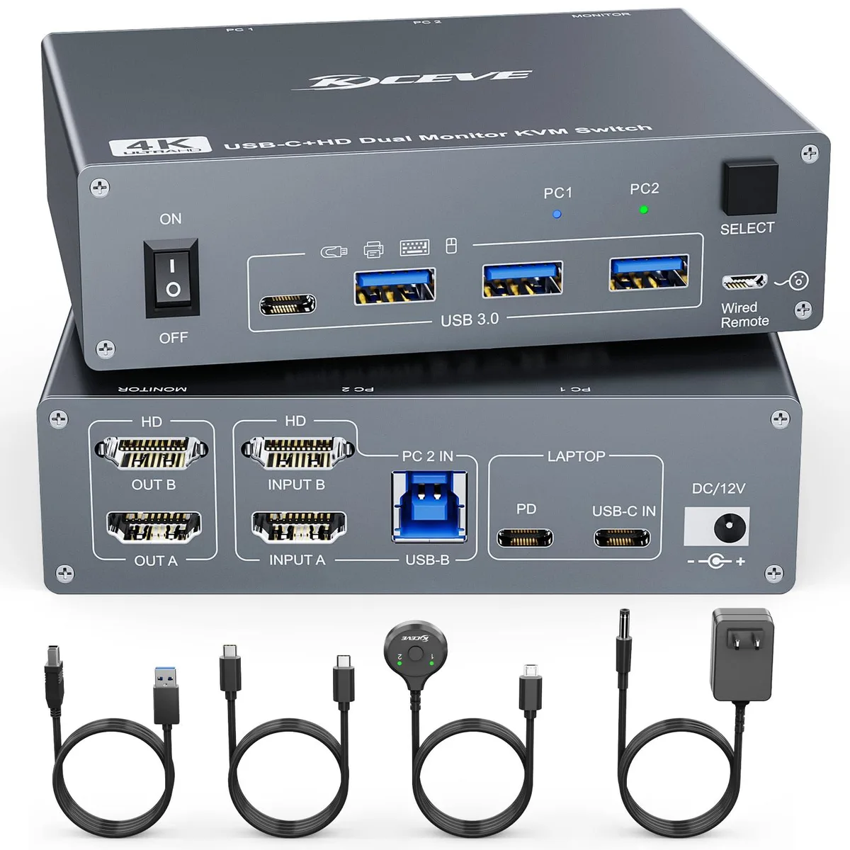 Vszerda Vszerda KC202CHDZ 2-Monitor USB-C HDMI KVM Switch — product photo