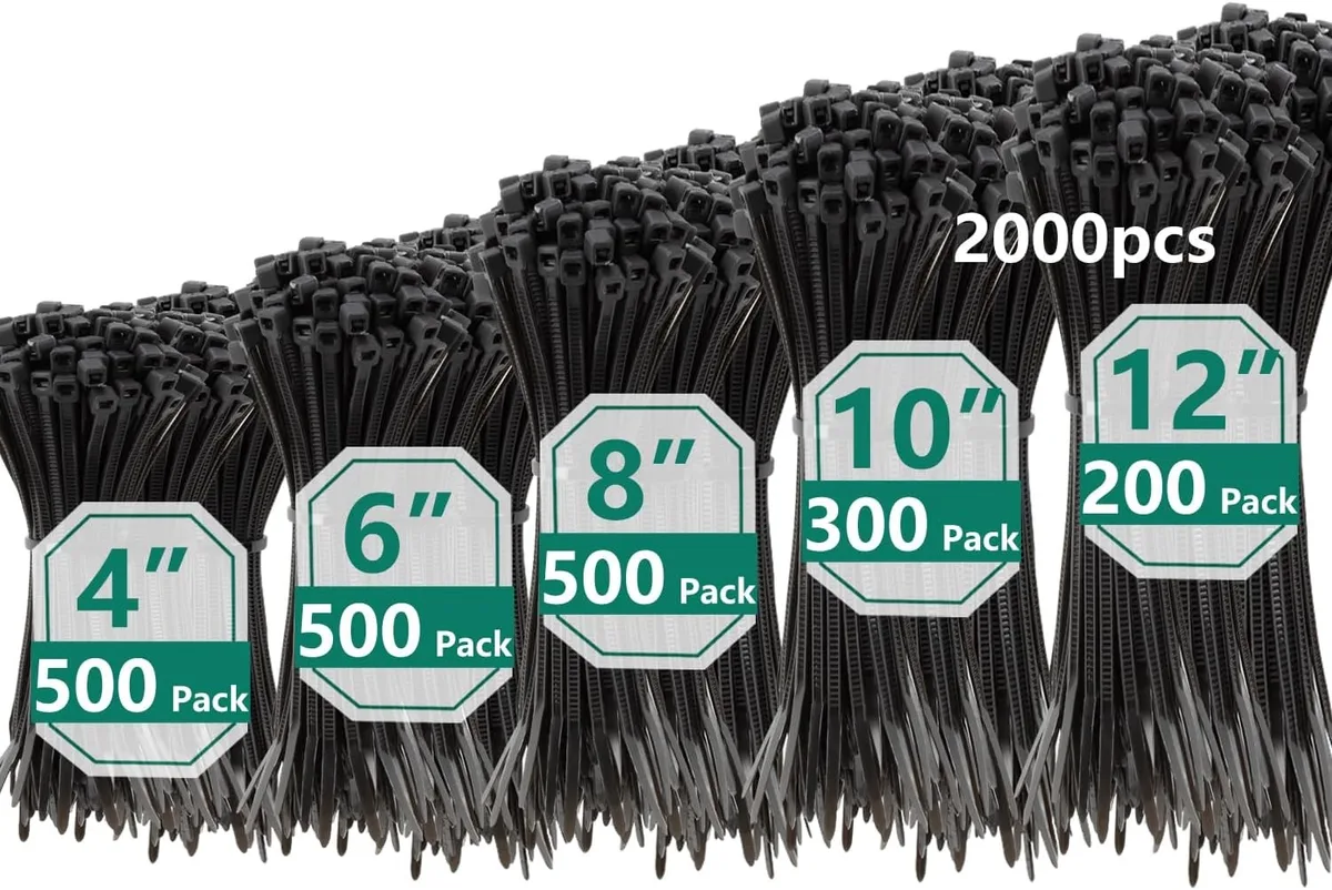 Ennovor Ennovor Self-locking Nylon Cable Ties 2000 PCS Assorted Sizes 4-12 Inch UV Resistant — product photo