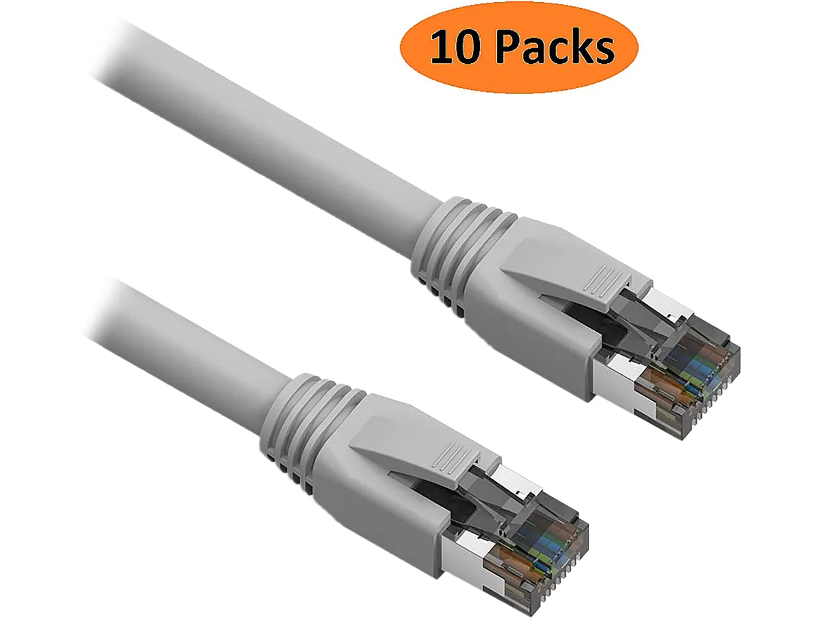 Nippon Labs Nippon Labs 60CAT8-5-24GY-10P network ethernet cable 5 ft Cat 8 24 AWG gray 10 pack — product photo