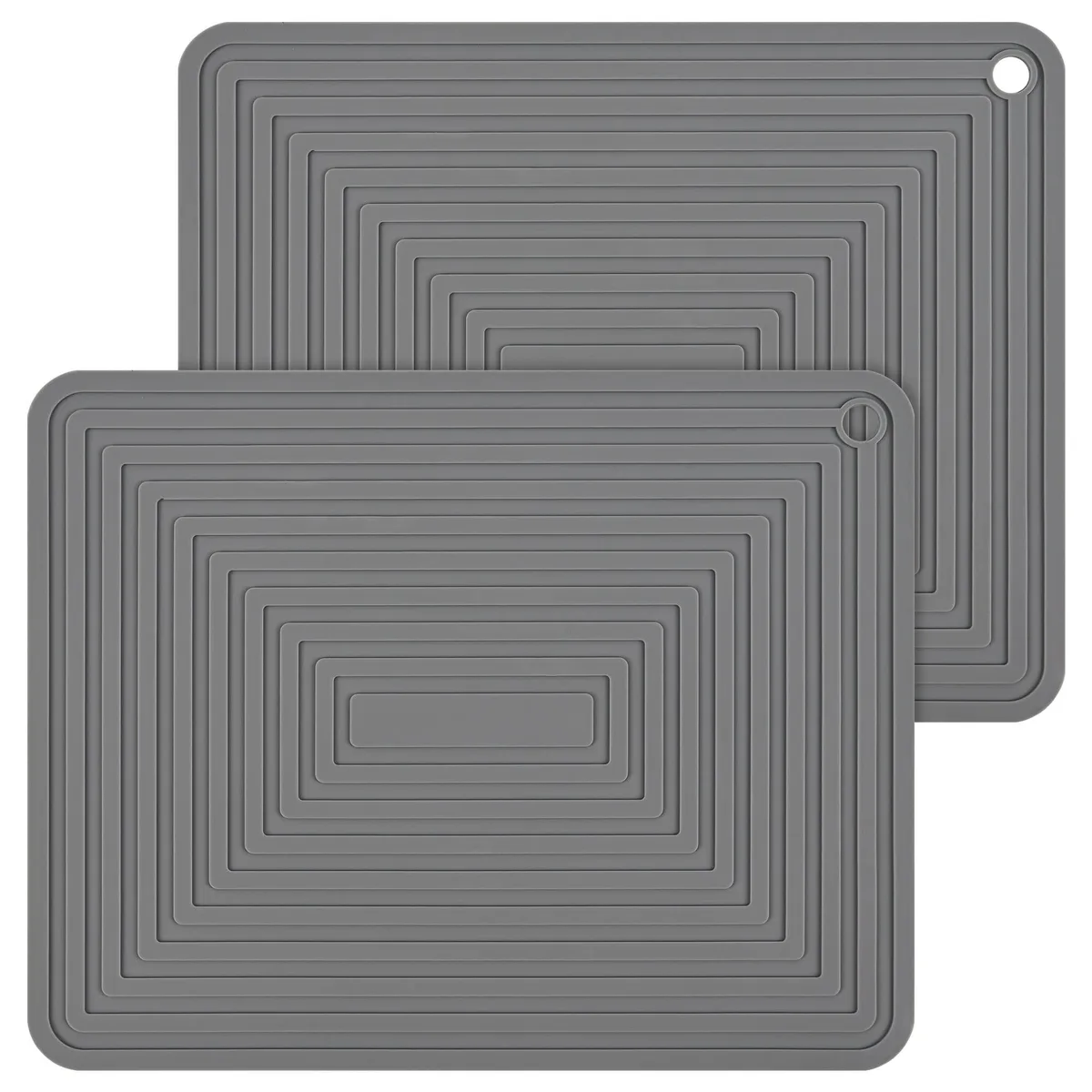 Two dark grey silicone mats 9.06 by 11.42 inches with textured non-slip surface