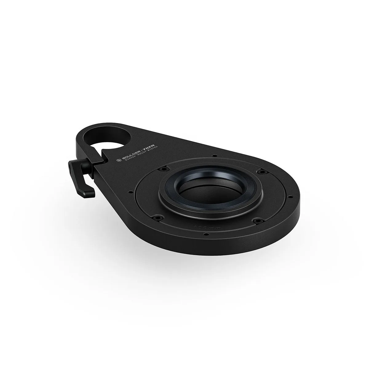 Black metal ball mount with clamp base and height adjustment, for 75 or 100mm fluid heads