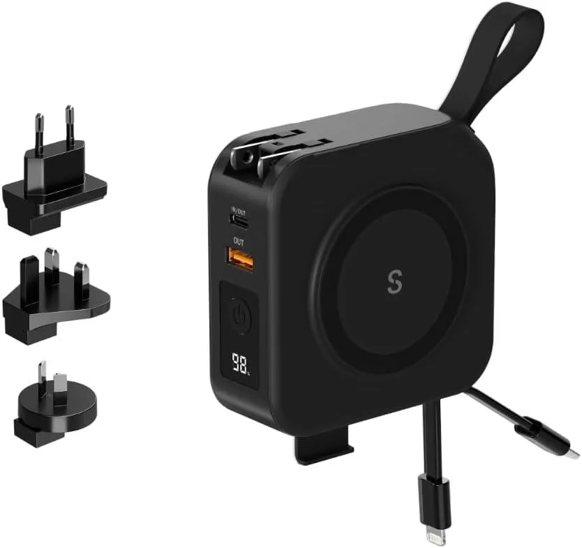 FLEANE FLEANE 5-in-1 MagSafe Travel Charger Power Bank 10W 20W Midnight Black — product photo