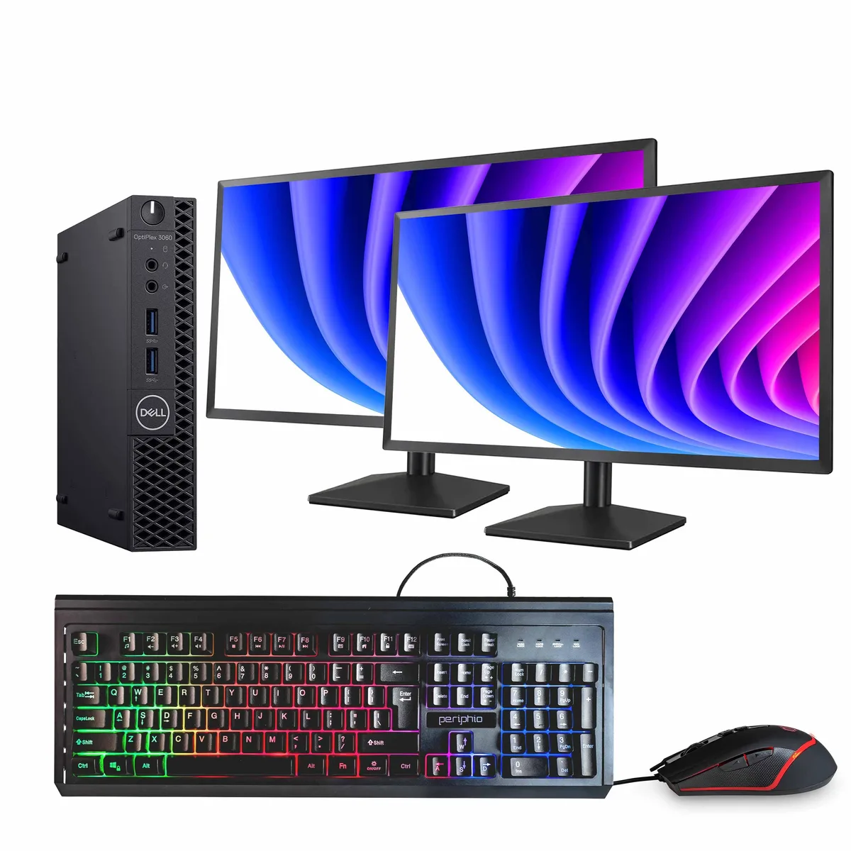 DELL Dell OptiPlex 3060 Mini PC i5-8500T 16GB 500GB SSD Win11 Pro Dual 24" Monitors — product photo