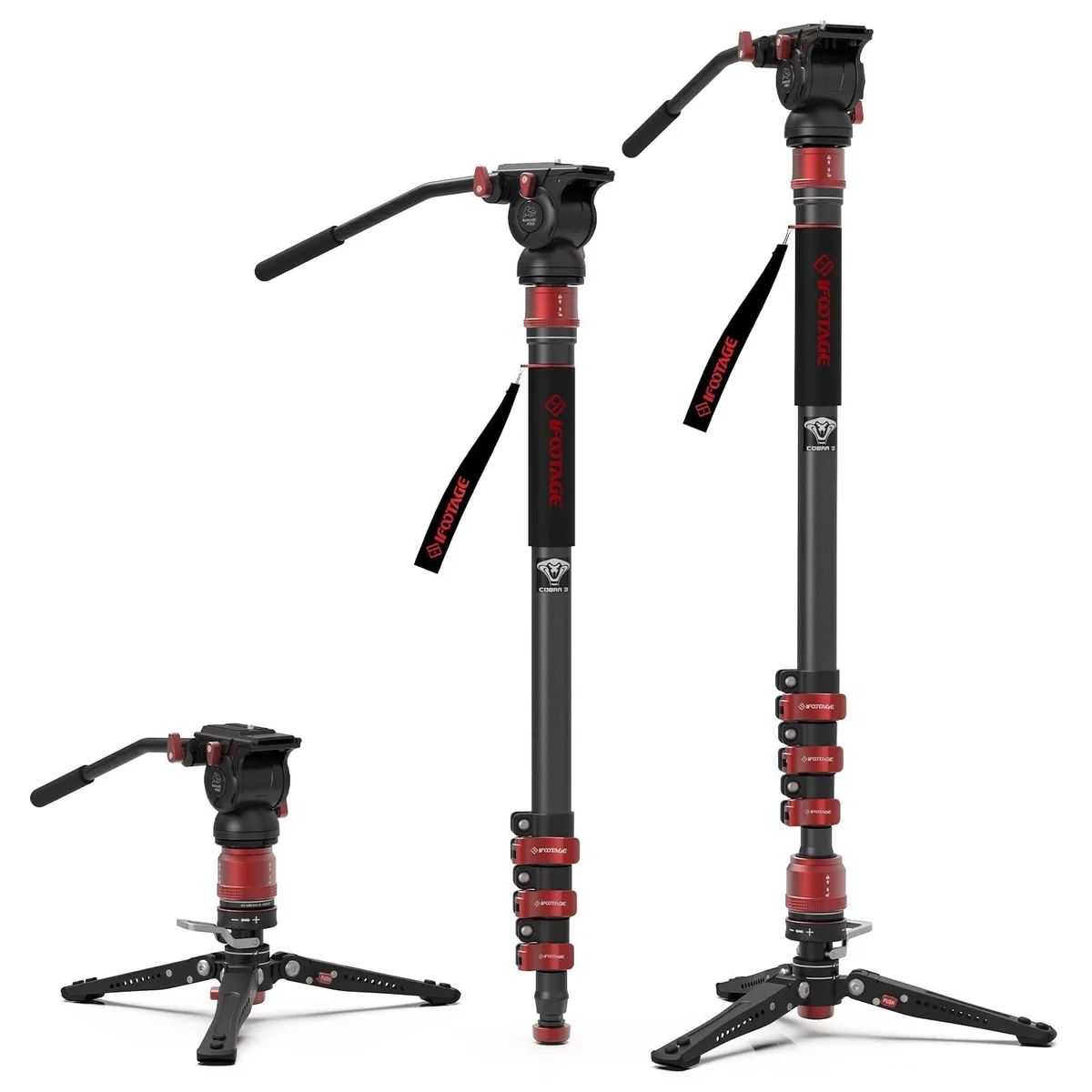 iFootage iFootage Cobra 3 C180F-P Monopod with K5S Fluid Head 2 in 1 accessory — product photo