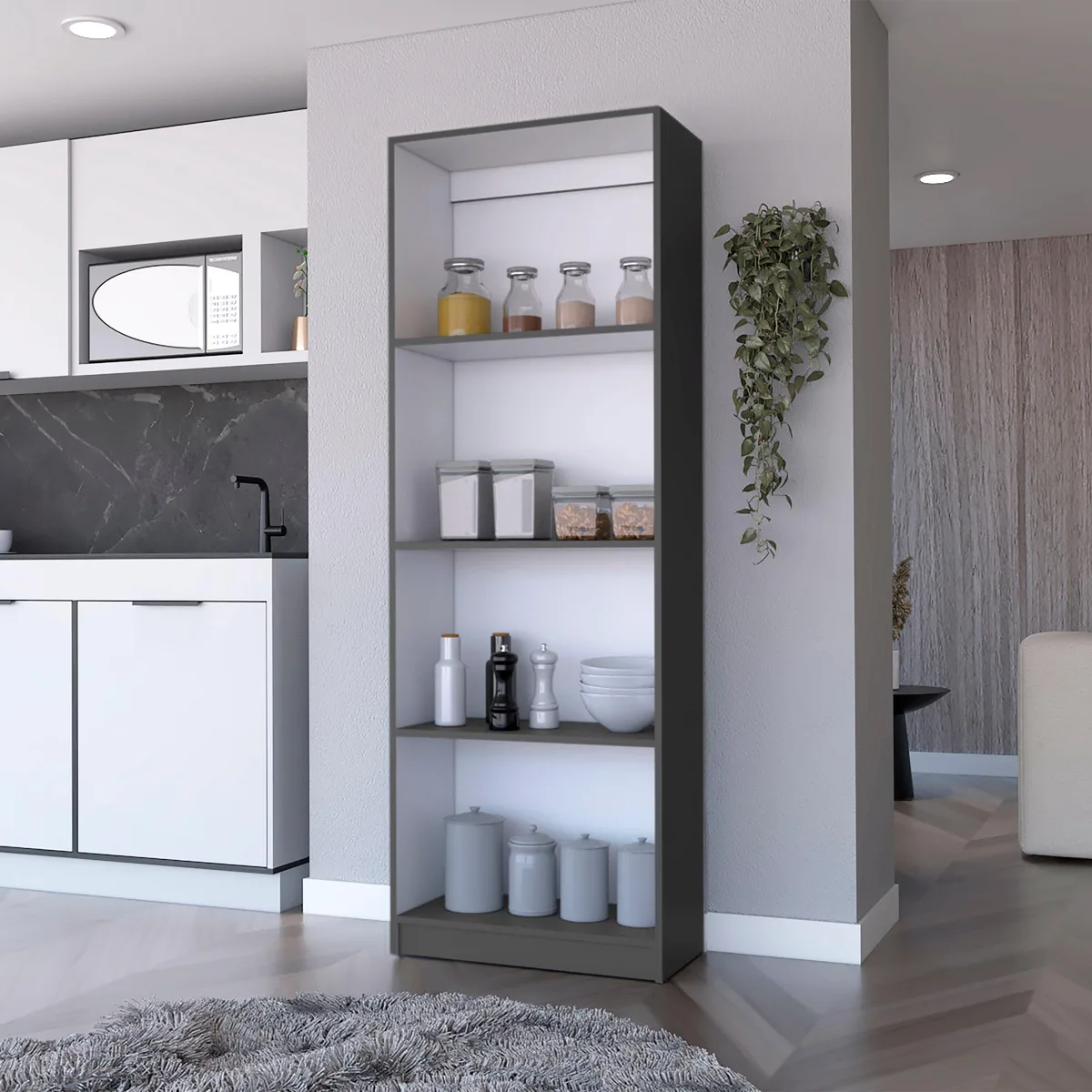 tuphen tuphen Grey+White 4-Shelf Bookcase 15.7"H 18.3"D 23.5"W — product photo