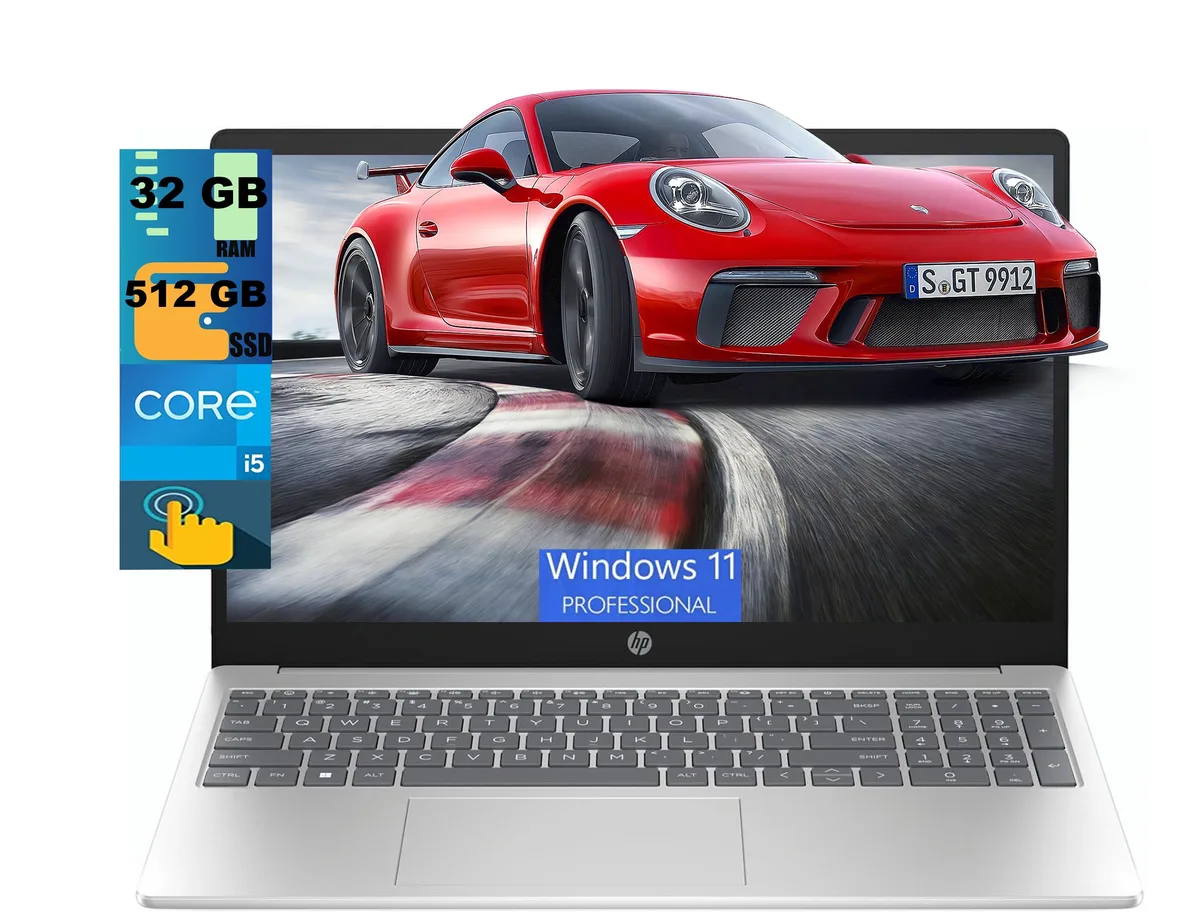 HP HP 15 Laptop 15.6" FHD 1920x1080 Touchscreen i5-1334U 10-core 32GB 512GB SSD Webcam Pro — product photo