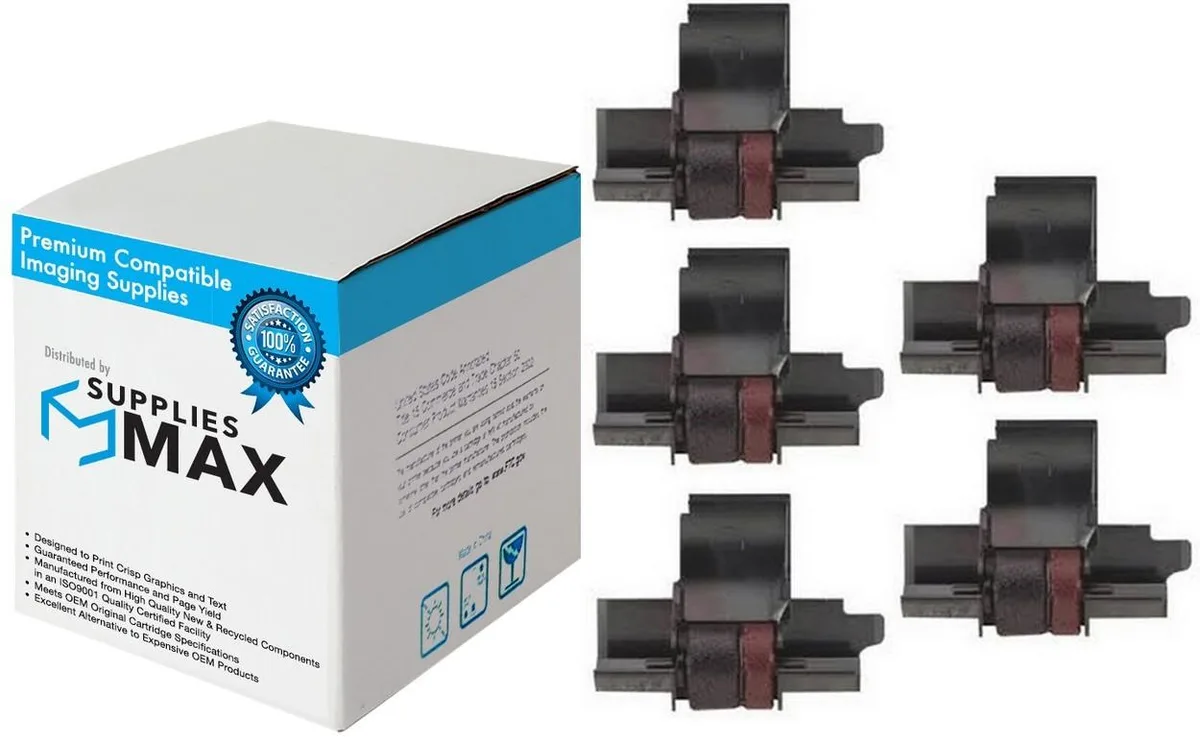 SuppliesMax SuppliesMax Sharp EA-772R printer ribbon black/red 5 pack — product photo