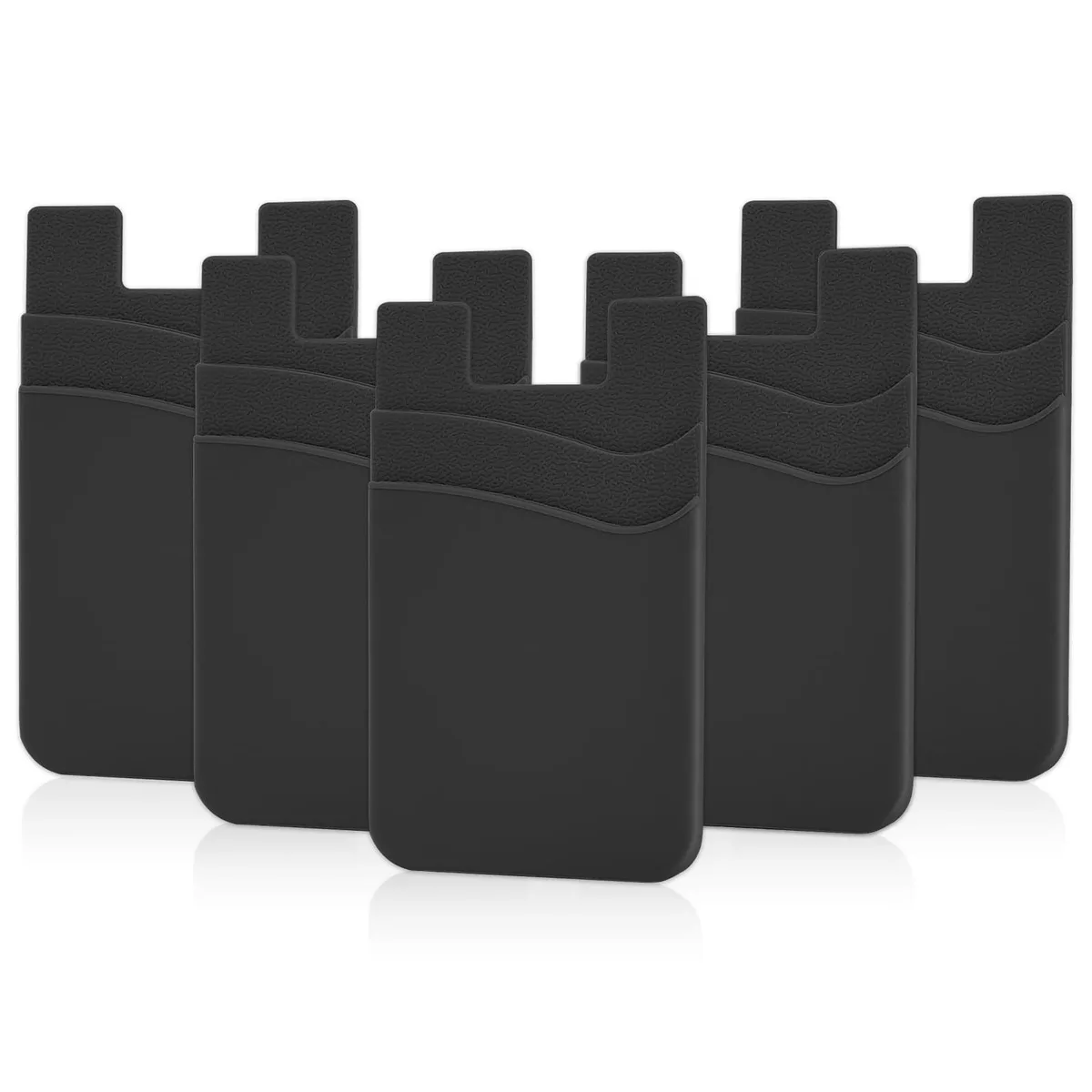  Senose 5 Pack Phone Wallet Card Holder Black Silicone — product photo