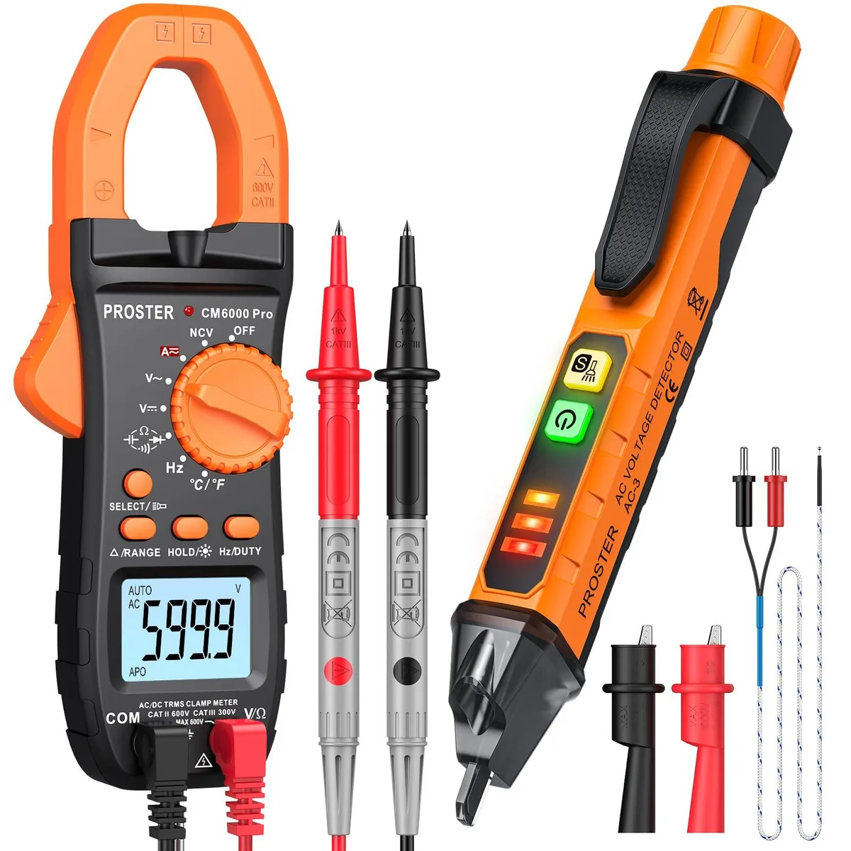  Proster TRMS Clamp Meter 6000 NCV Voltage Tester Pen — product photo