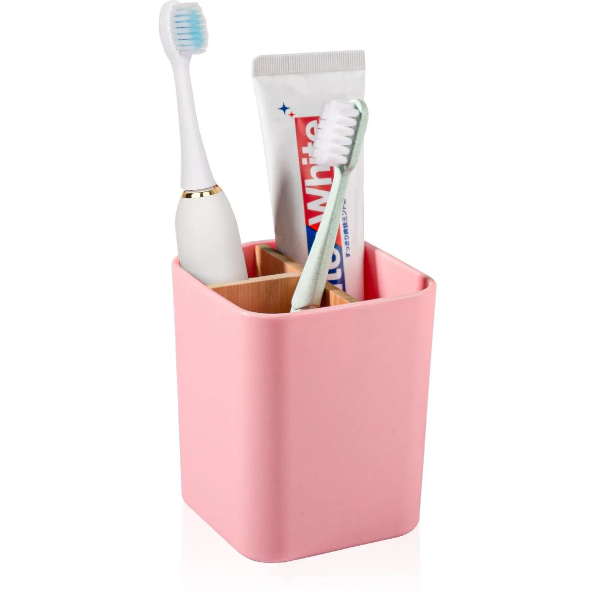 Bamboo Toothbrush Holder Pink 3.3 x 4.3 — product photo