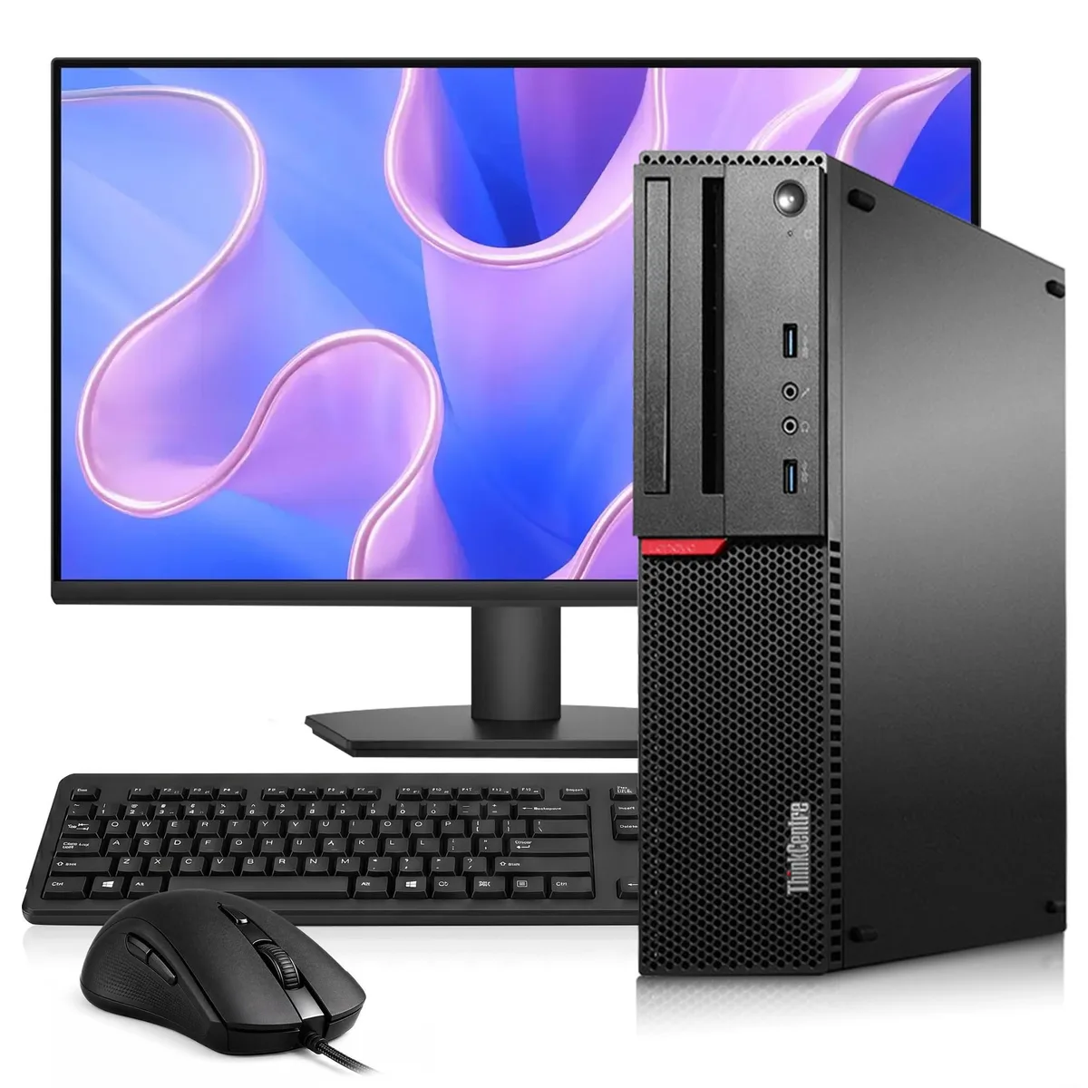 Lenovo Lenovo ThinkCentre M700 SFF desktop PC, Core i5-6500, 8GB DDR4, 256GB NVMe, 24" monitor, Win 11 Pro — product photo