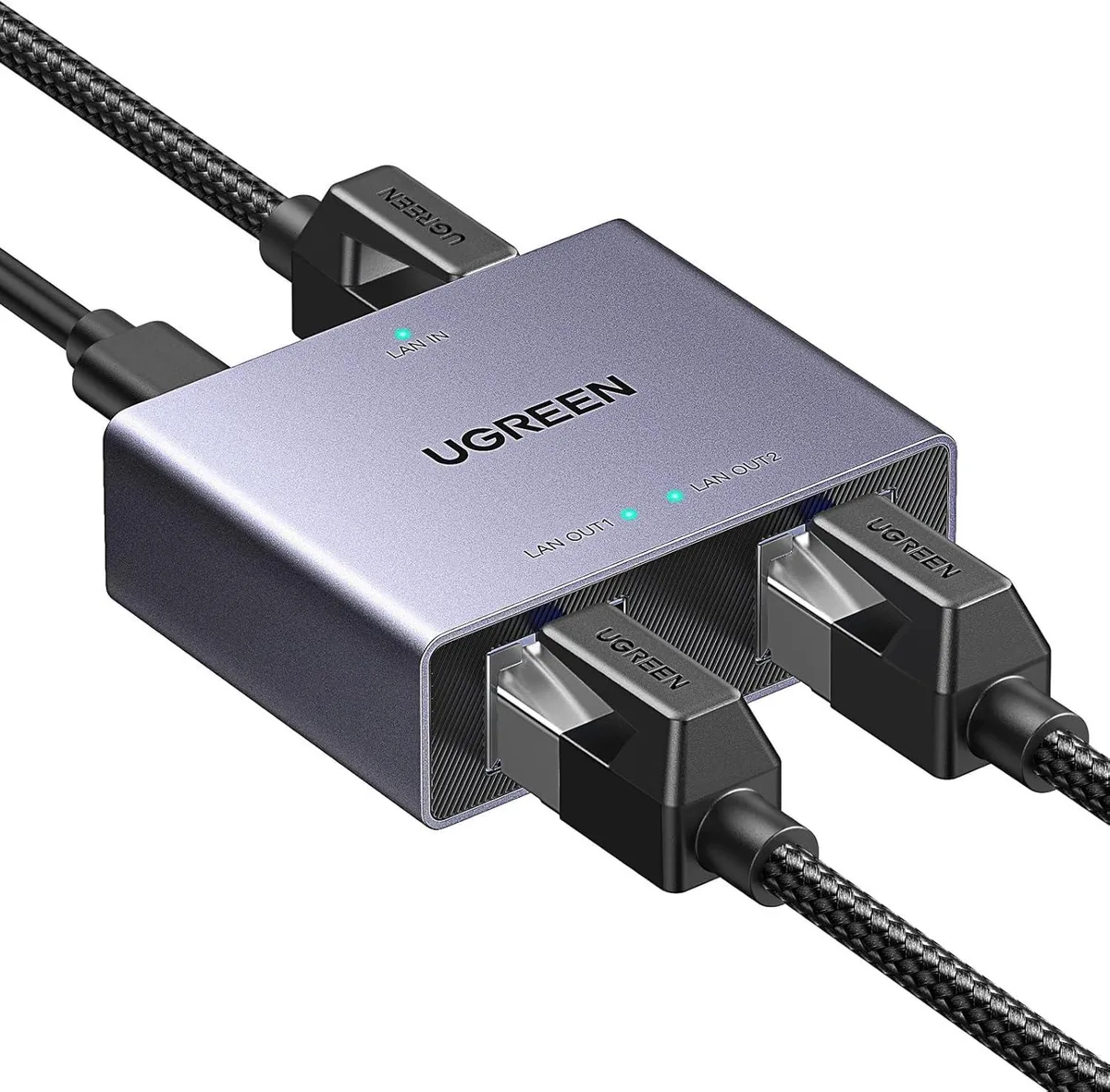 Vszerda Vszerda 1000Mbps Ethernet Switch 1 to 2 with USB Power Cable — product photo