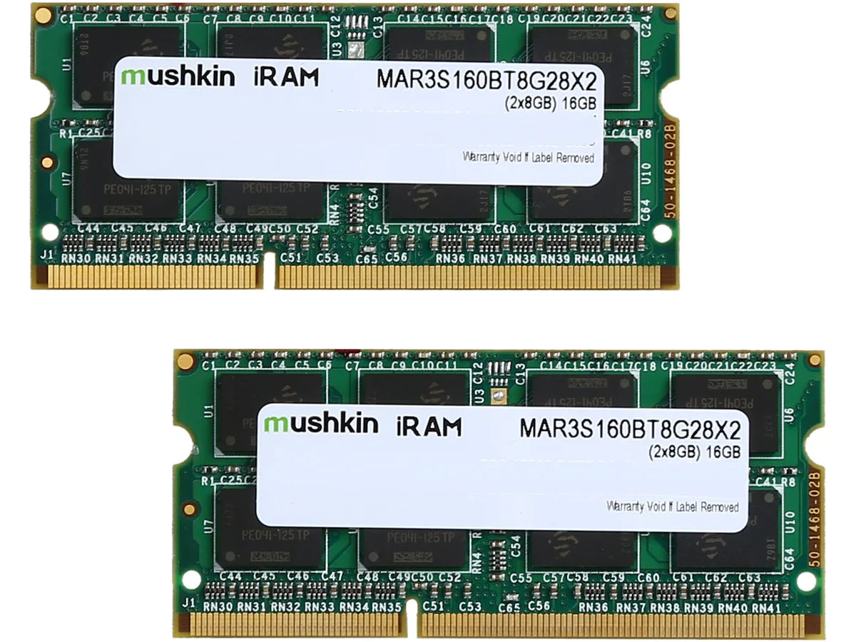 Mushkin Enhanced Mushkin Enhanced MAR3S160BT8G28X2 16GB (2 x 8GB) DDR3 1600 SO-DIMM memory upgrade — product photo
