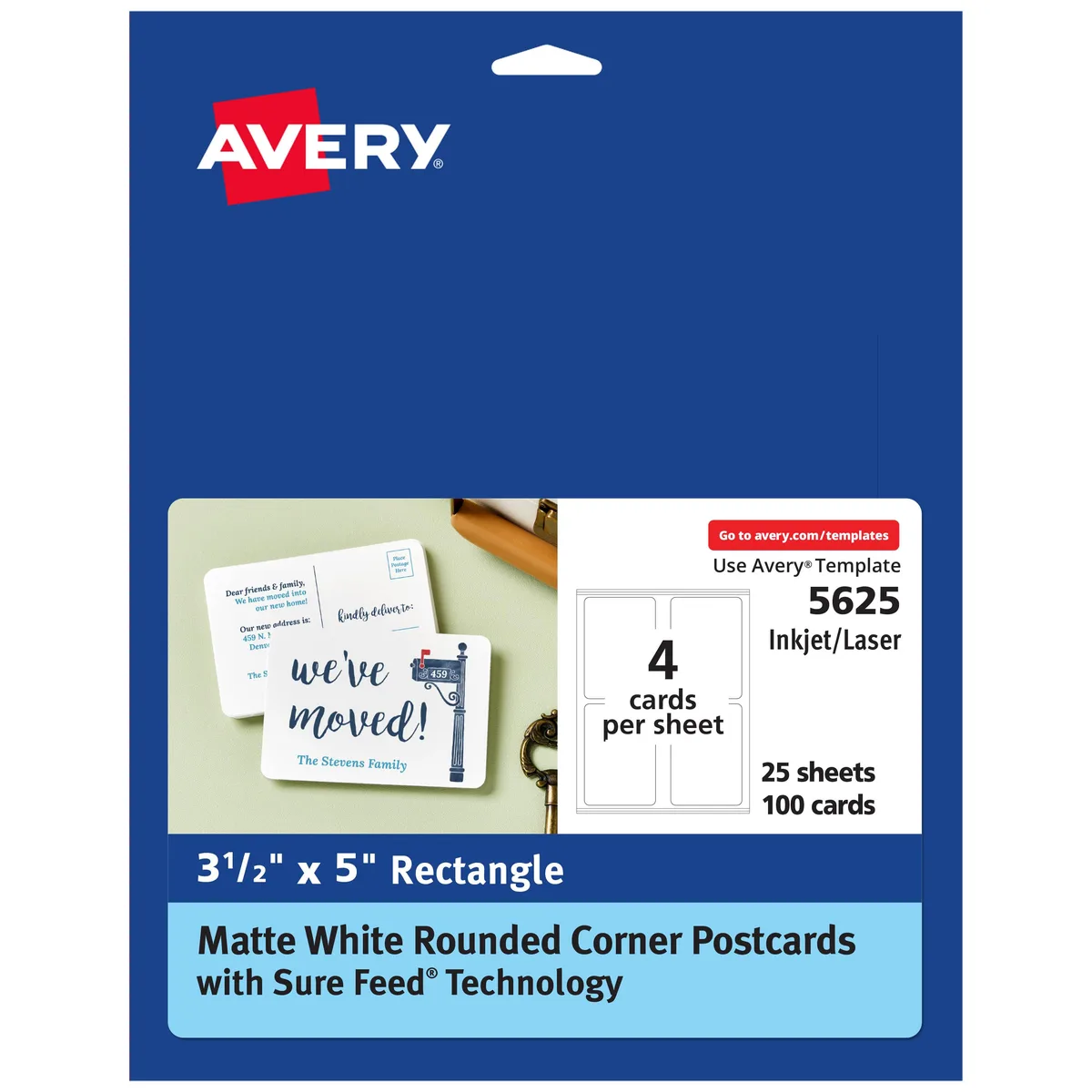 White rectangular postcards with rounded corners in a bulk pack