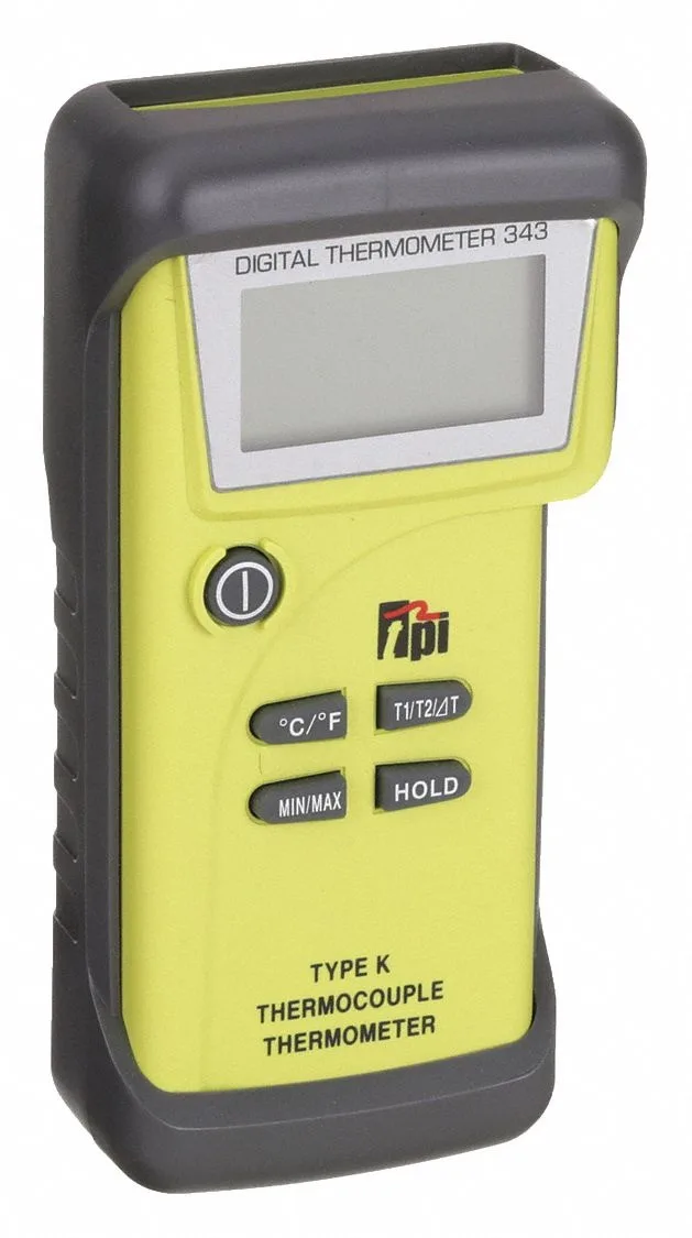  TEST PRODUCTS INTERNATIONAL 343C2 Thermometer Thermocouple 1.875 in LCD NIST Certificate — product photo