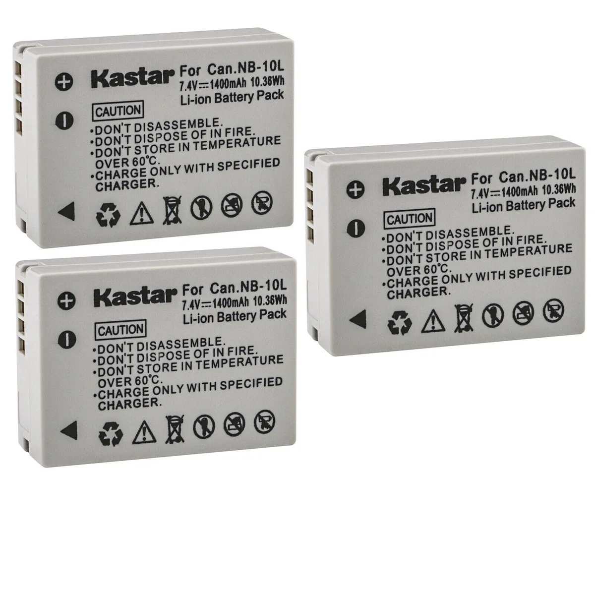 Kastar Kastar NB-10L 7.4V 1400mAh Li-Ion 3-pack camera battery — product photo