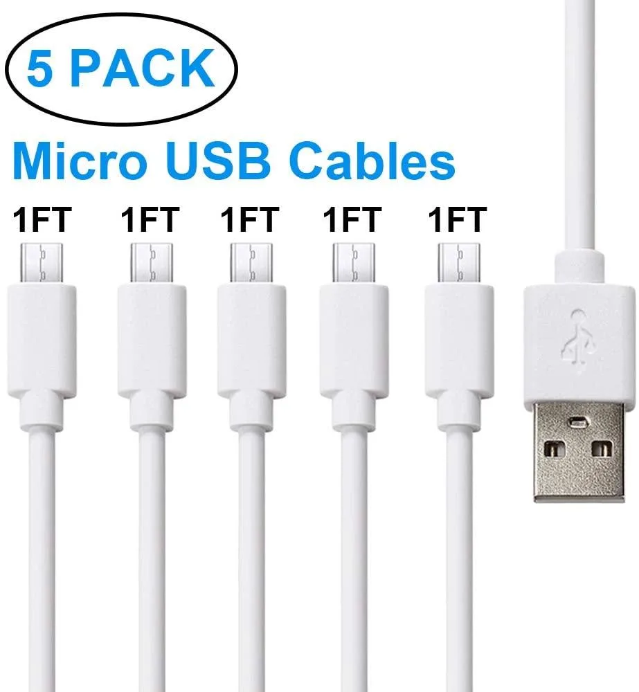 Pezin &amp; Hulin Pezin &amp; Hulin 5-Pack Micro USB Cable 30 cm 2.0A White — product photo