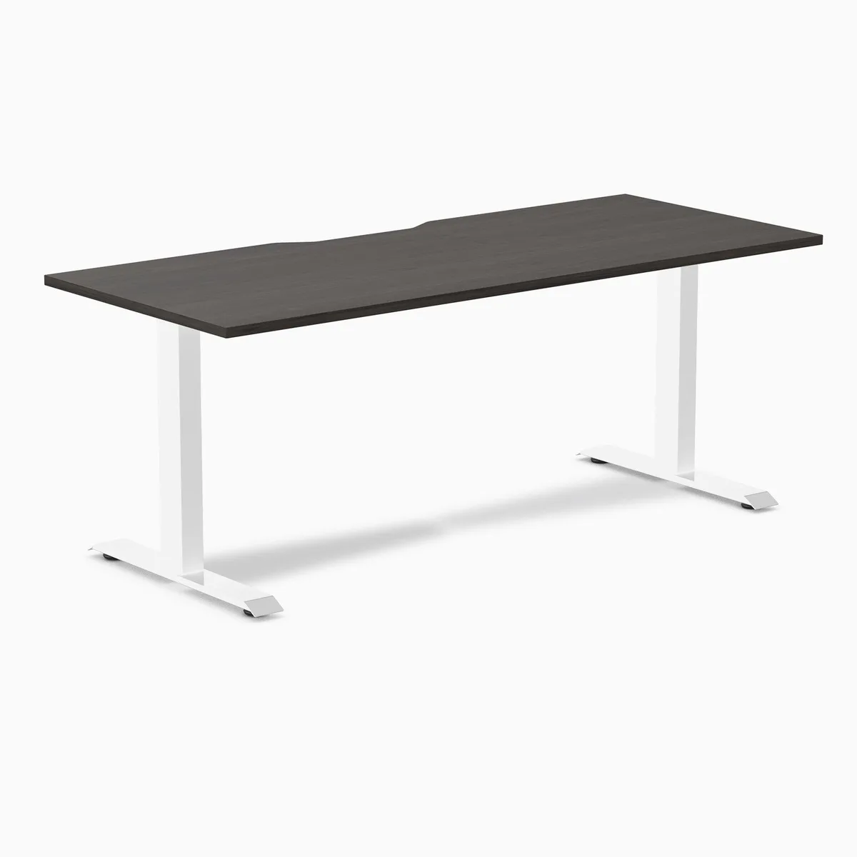 Desky Desky Zero Scalloped Laminate Desk Burnished Wood White 70.9 x 29.5 in — product photo