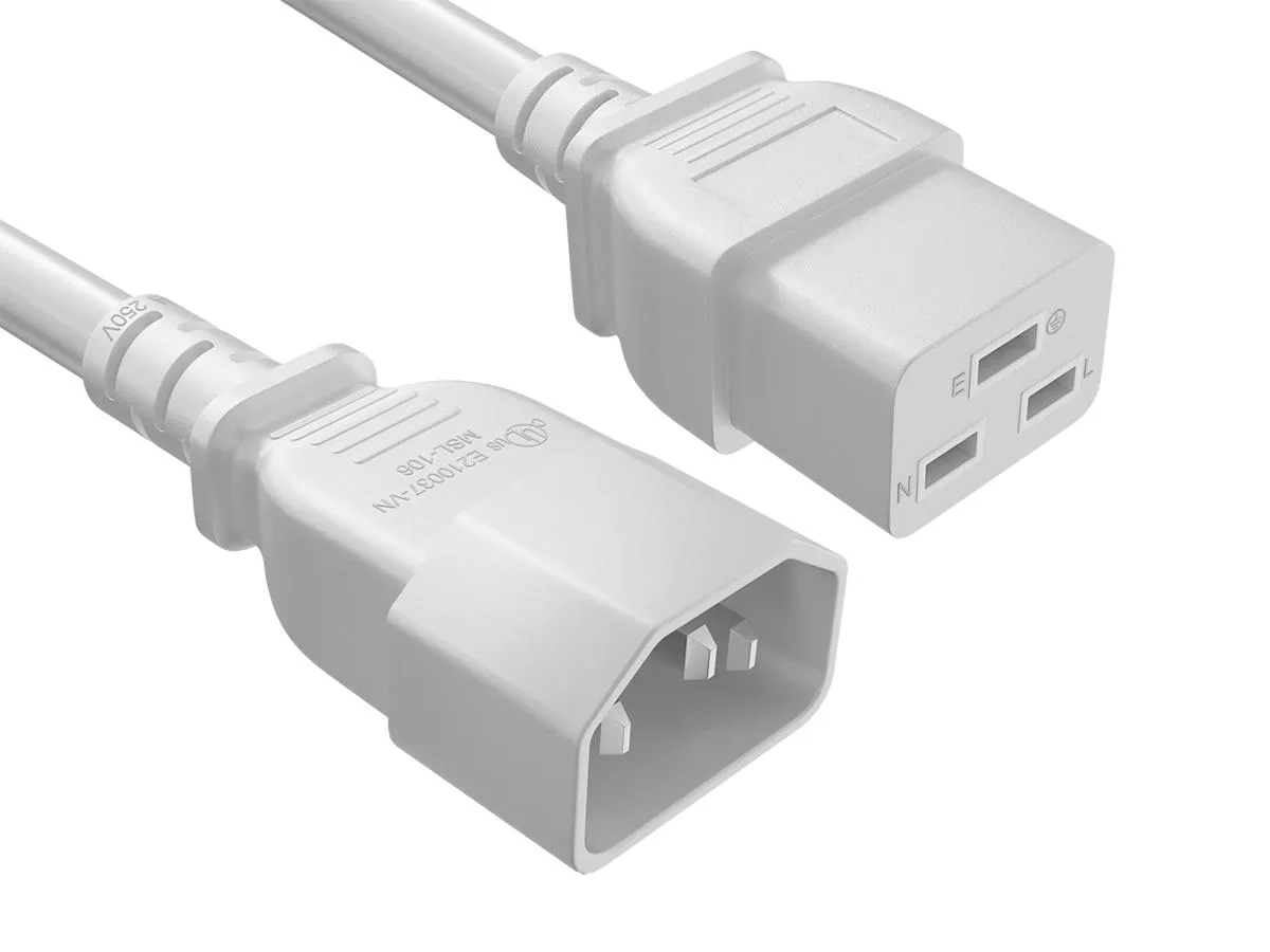 Cable Leader Cable Leader 10ft C14 to C19 Computer Power Extension Cord 14 AWG 15A 250V White — product photo