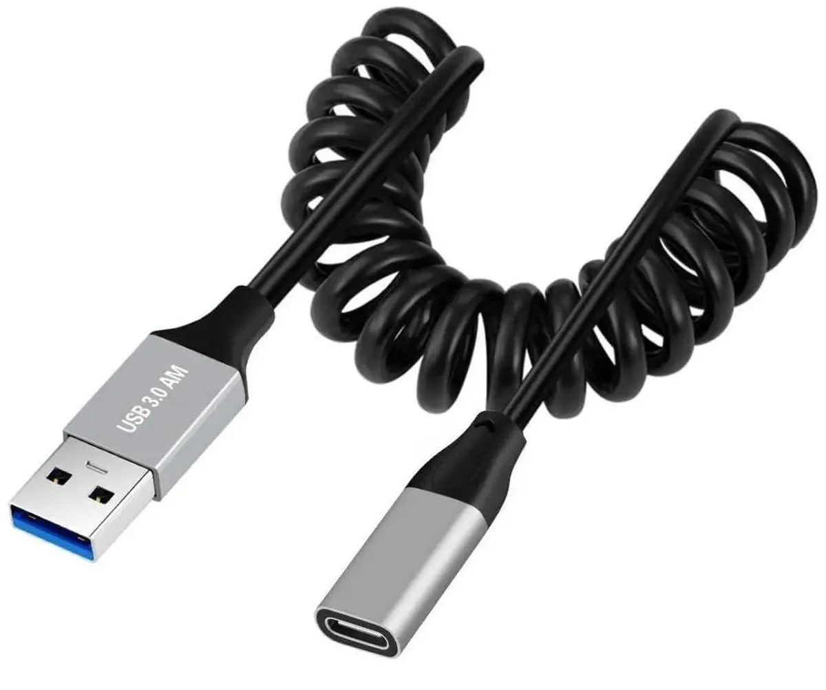 SMUGDESK SMUGDESK 3.28FT USB 3.0 Coiled Cable USB 3.0 Male to USB-C Female — product photo