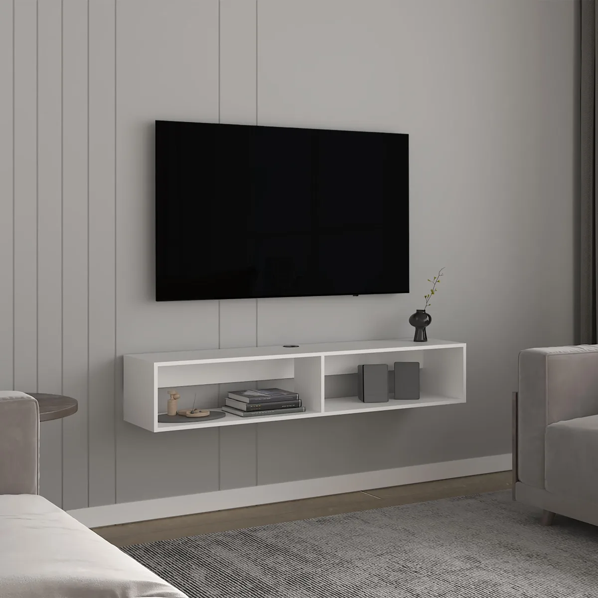 tuphen tuphen TV Stand 10.4" H 2 Shelves White — product photo