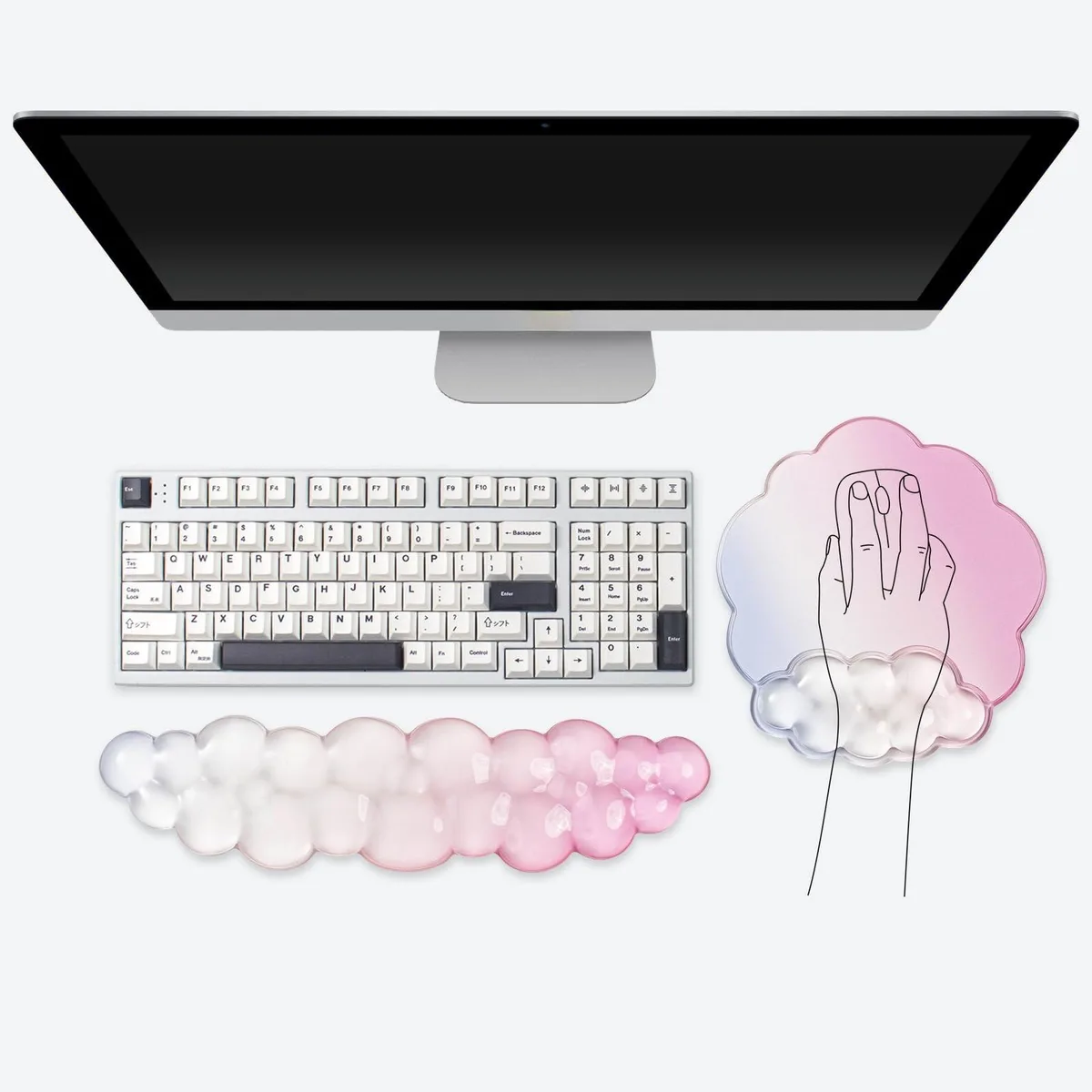Keychron B2 Cloud Gel Wrist Rest & Mouse Pad Set — Gradient Blue Pink — product photo
