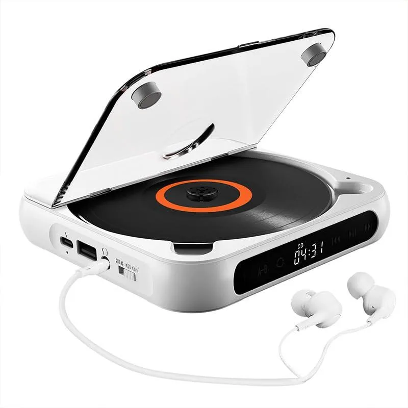  Portable CD Player Bluetooth 5.3 2000mAh White — product photo