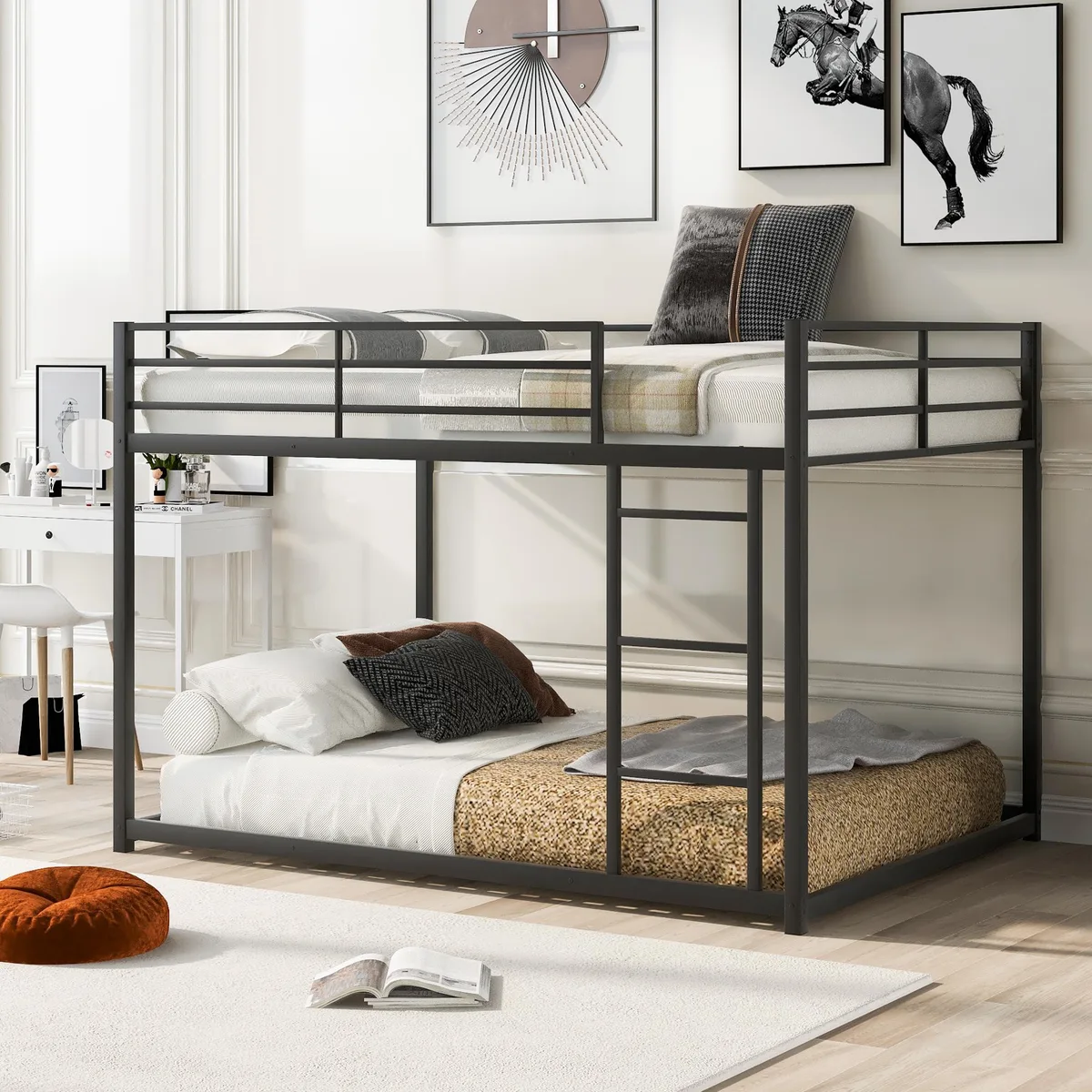 tuphen tuphen Full over Full Metal Bunk Bed Low Black 197034 — product photo
