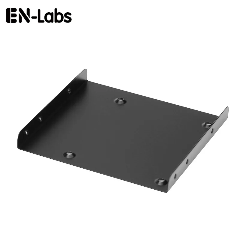 Black metal bracket converting a 3.5 inch bay to fit a 2.5 inch drive