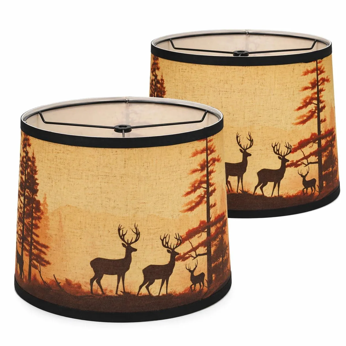  DOLOOTA Large deer lamp shades 2-pack 11.4x13x10in Barrel Brown Spider Fitter — product photo