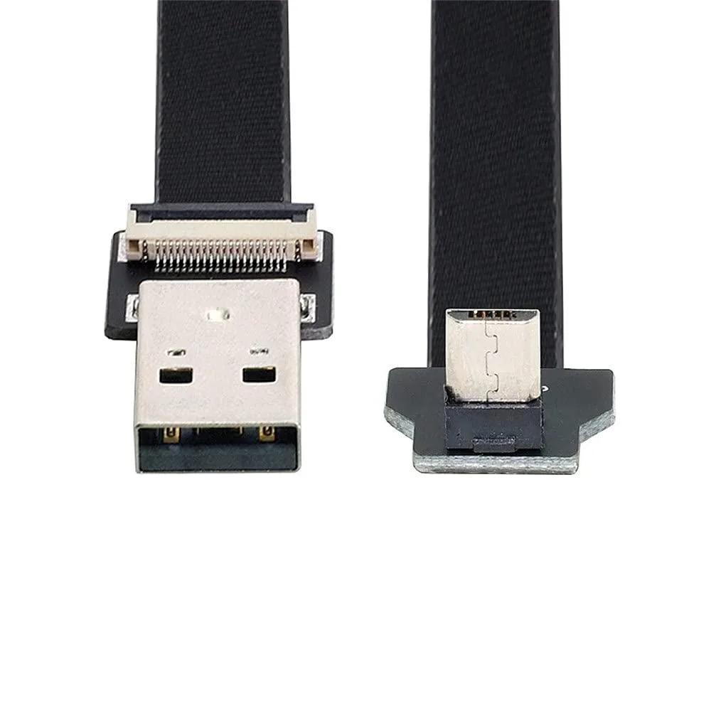 LORDWORLD LORDWORLD Up Angled USB 2.0 Type-A to Micro USB 5Pin 0.5M Flat FPC Cable — product photo