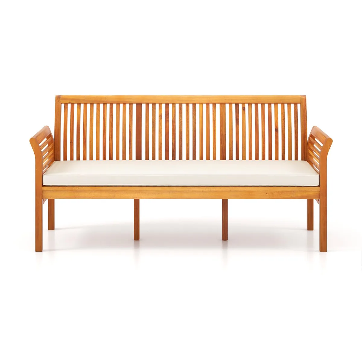 SlickBlue SlickBlue 62.5" Patio 3-Seat Wood Bench with Cushions — product photo