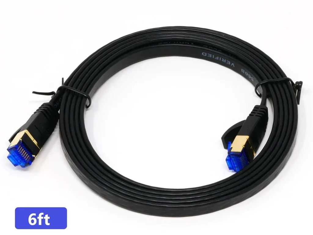 QualGear QualGear QG-CAT7R-1FT-BLK Cat 7 Flat Ethernet Cable 6 ft Black — product photo
