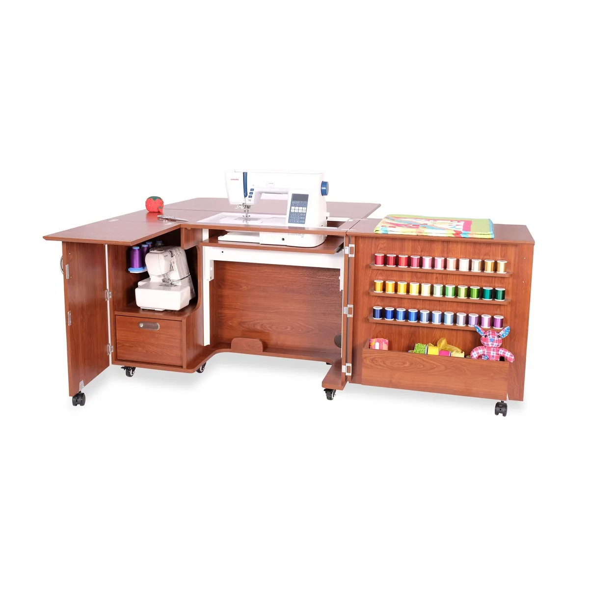 Arrow Group Arrow Group Wallaby Sewing Cabinet Teak 55lb lift 33 spool holders — product photo