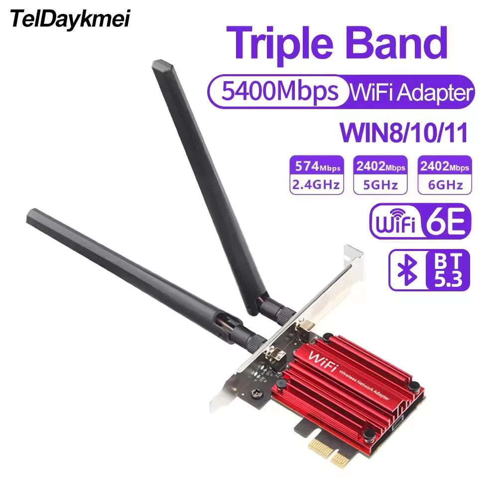 TelDaykemei TelDaykemei WDP-AXE5400 WiFi 6E network card 5374Mbps Bluetooth 5.3 — product photo
