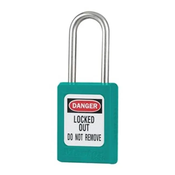 Teal thermoplastic padlock with stainless steel shackle