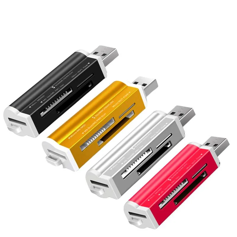 Hetai Tech 8-in-1 card reader, compact black plastic body with multiple card slots