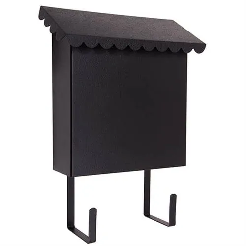 Black enamel metal vertical mailbox, rectangular, no lock