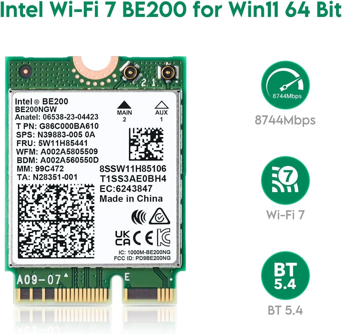 Teamyo Teamyo BE200 Wi-Fi 7 Adapter 8774 Mbps Bluetooth 5.4 Tri-Band M.2 — product photo