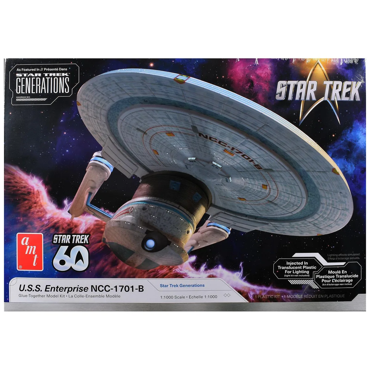 AMT AMT U.S.S. Enterprise NCC-1701-B 1/1000 Scale Model Kit 72 Parts — product photo