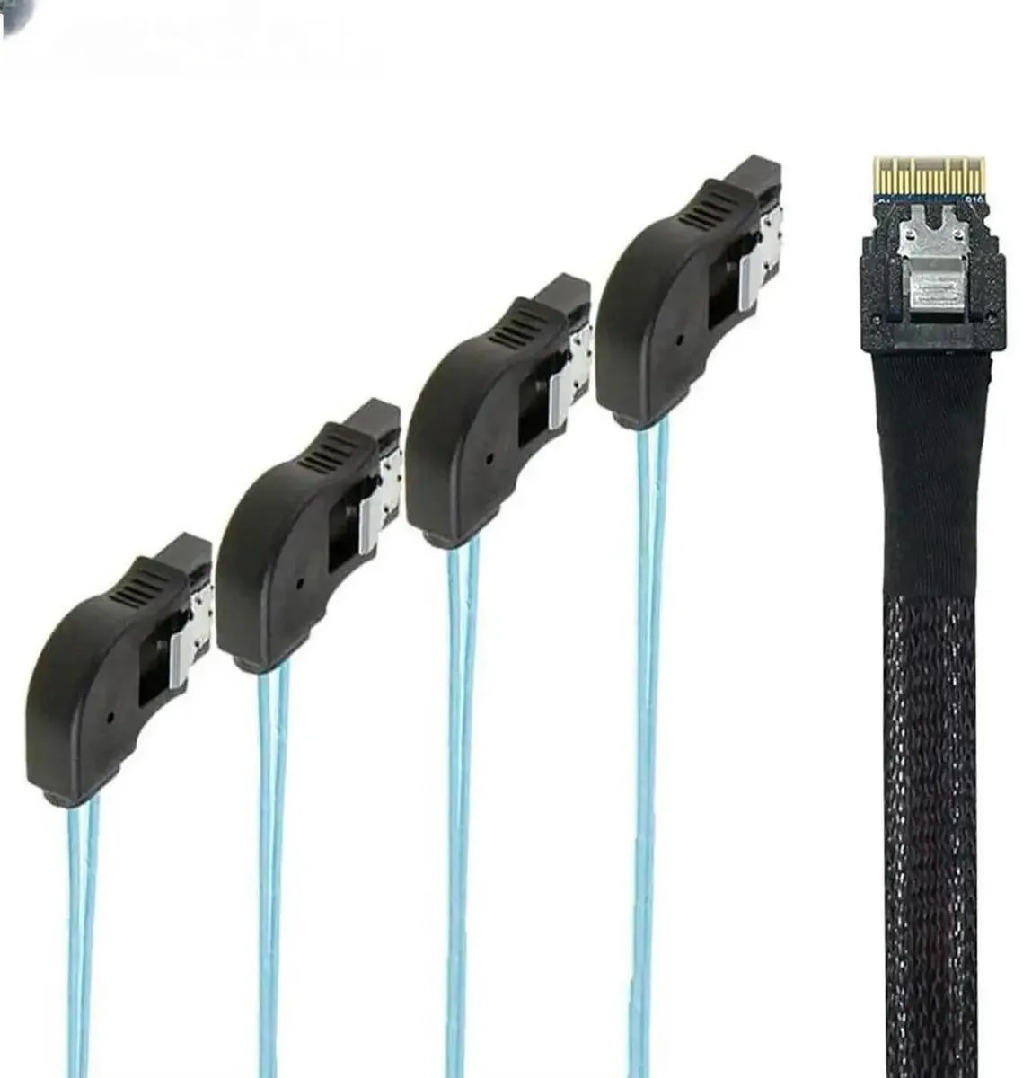 SMUGDESK SMUGDESK PCIe Slimline SAS 4.0 38Pin SFF8654 4i to 4Port SATA Adapter Cable — product photo