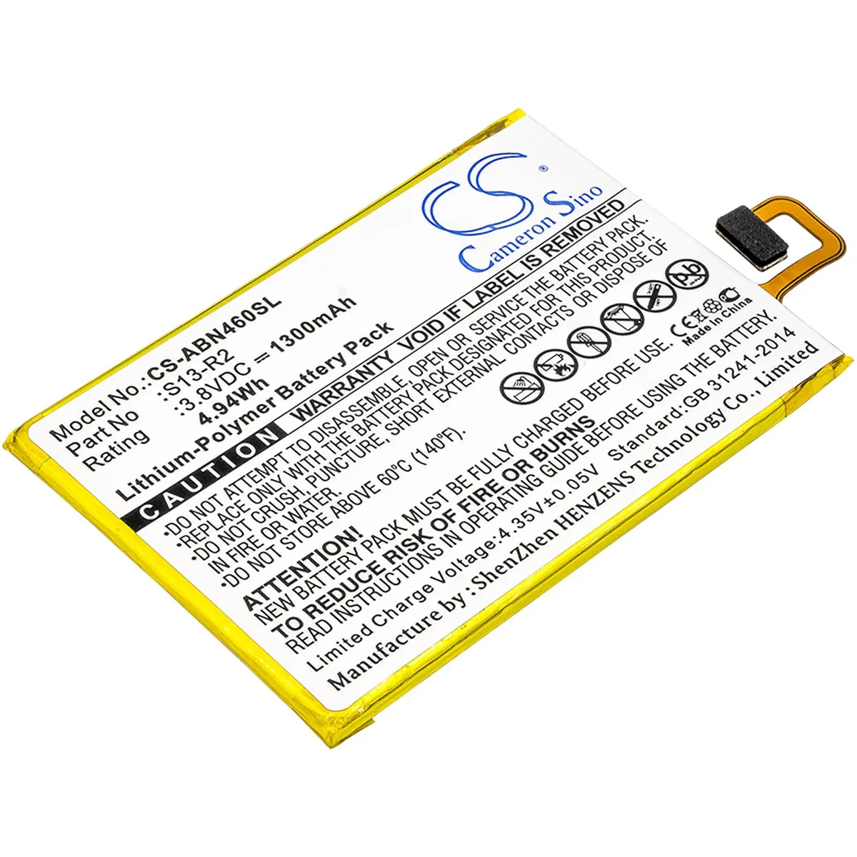 Cameron & Co Cameron & Co DS-CS-ABN460SL 1.3 Ah Li-Polymer battery black — product photo