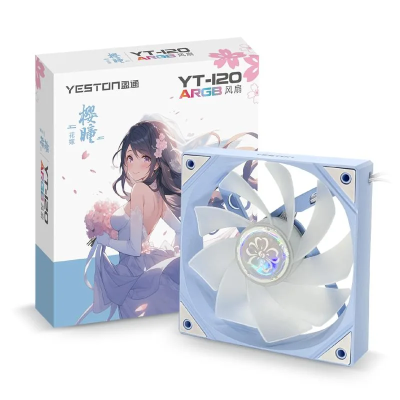 YESTON YESTON YT-120 Sakura 120mm ARGB Case Fan Quiet Edition Reverse Fan 1 Pack — product photo