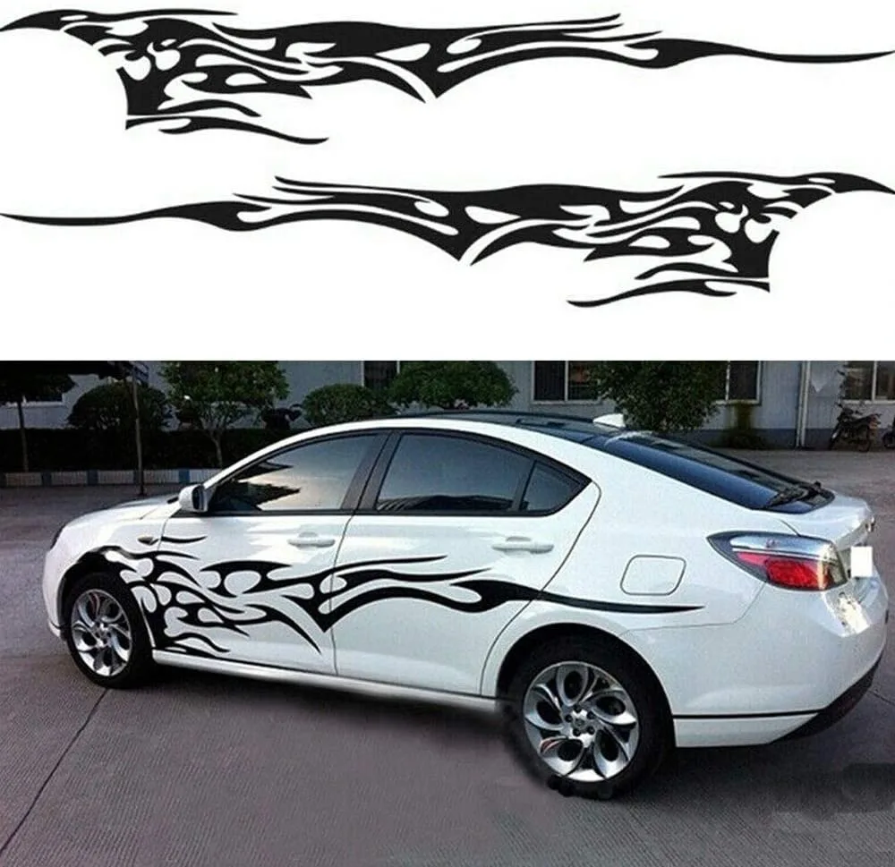 Two black fire vinyl decal stickers on a white backing sheet
