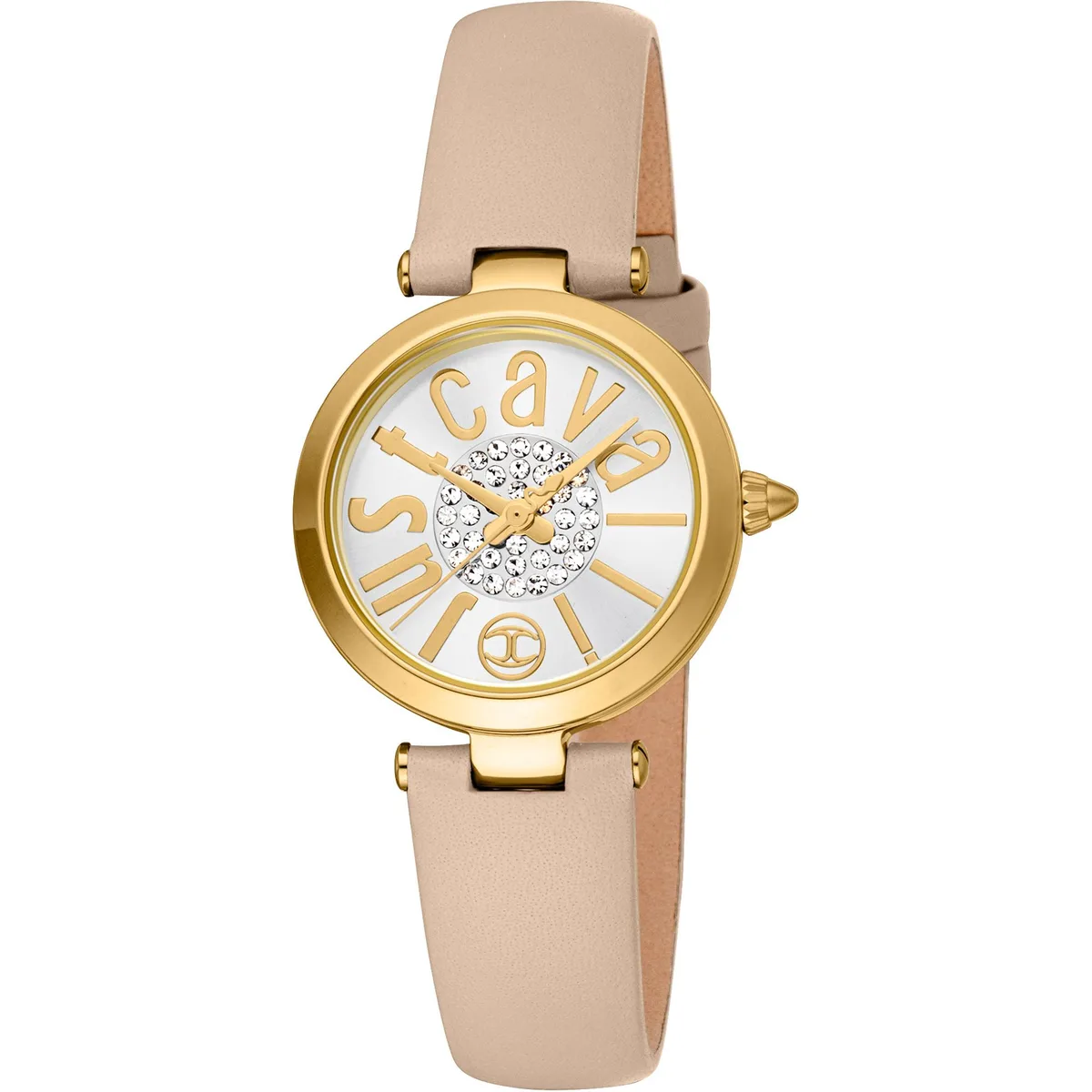 Silver dial stainless steel watch on leather strap
