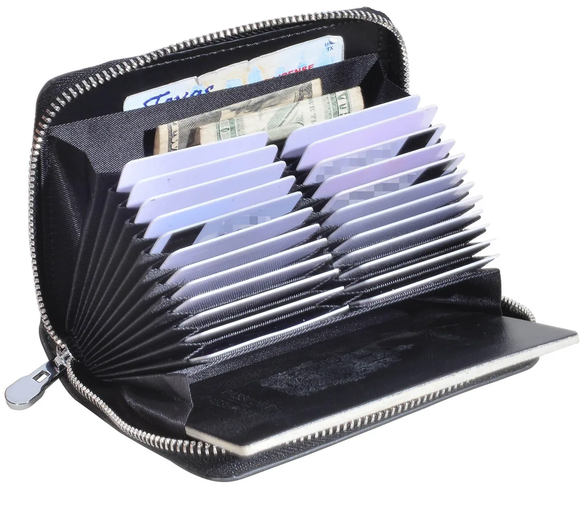  Easyoulife Genuine Leather RFID Wallet 24 Slots Black — product photo