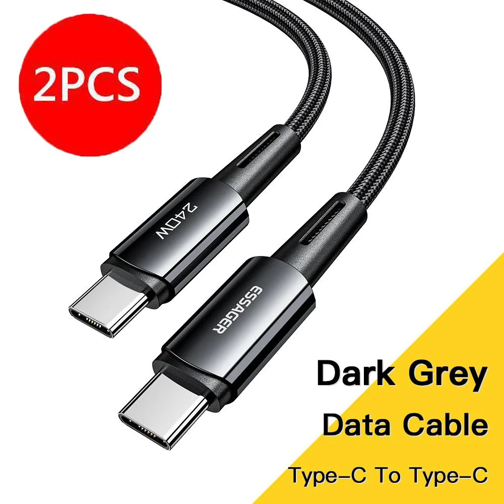 ESTONE ESTONE Essager CG240W USB-C Cable 240W 6.6ft 2-Pcs Black — product photo