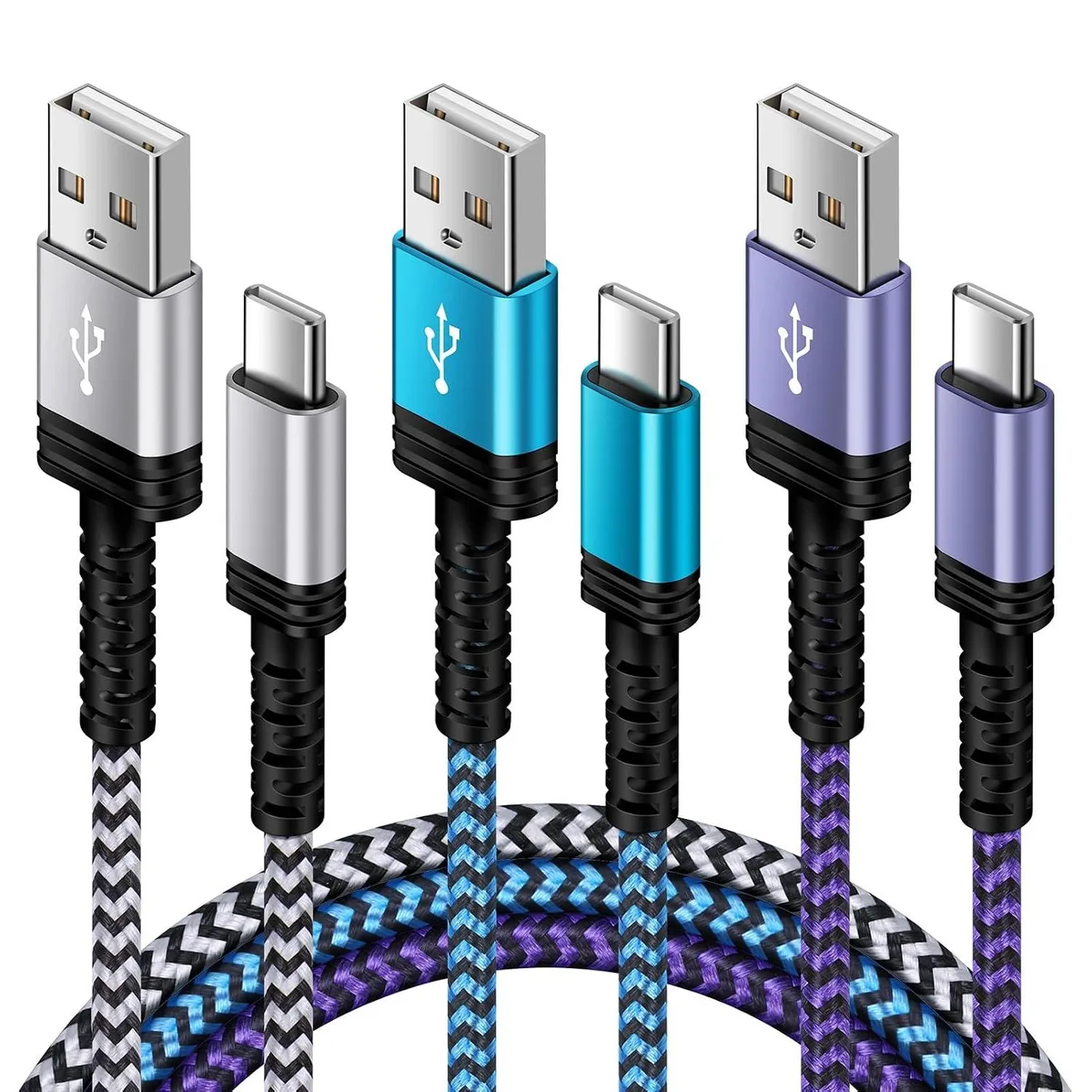 Kootion Kootion Braided USB-A to USB-C Cable 5ft 3-Pack 3A 480Mbps — product photo